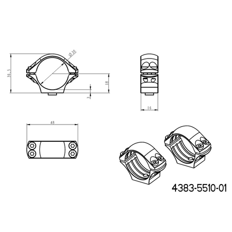 30 mm kiikaritähtäinten kiinnitys | pitkä Picatinny QD Ergo -alusta 