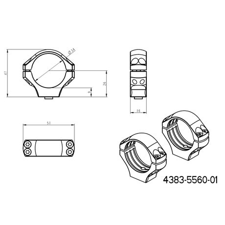 34 mm kiikaritähtäinten kiinnitys | pitkä Picatinny QD Ergo -jalusta 