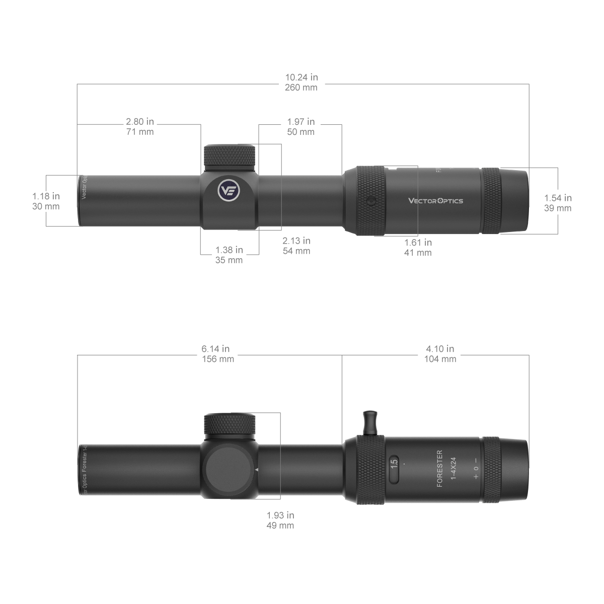 Vector Optics Forester 1-4x24SFP kiväärin tähtäin 