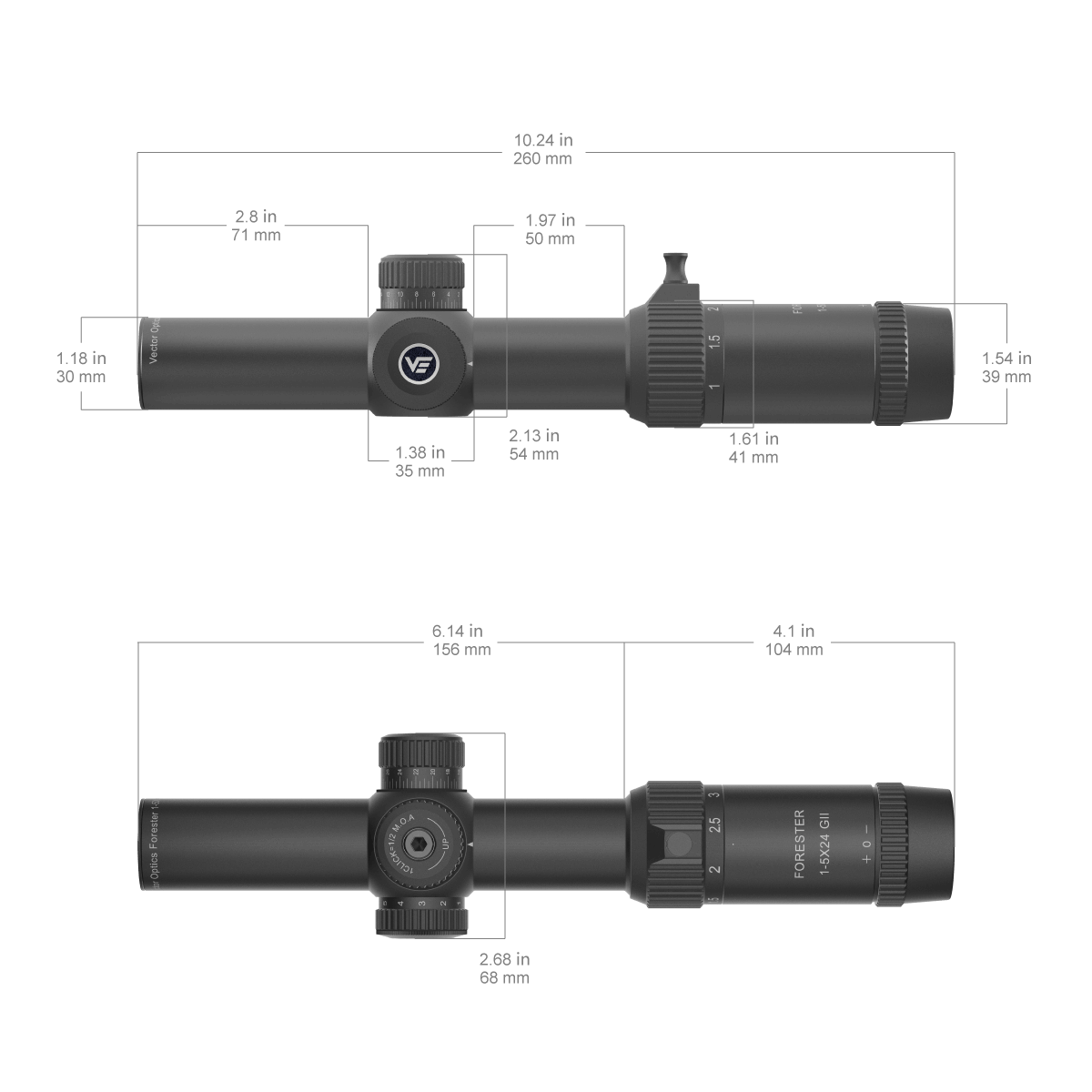 Vector Optics Forester 1-5x24SFP GenII kiväärin tähtäin 