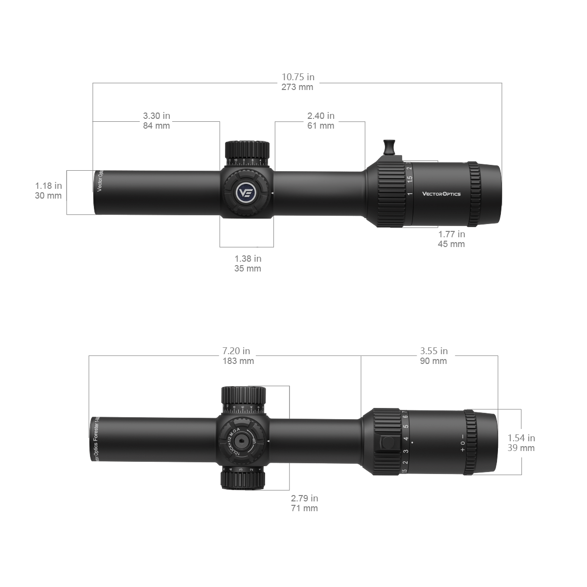 Vector Optics Forester 1-8x24 SFP kiväärin tähtäin 