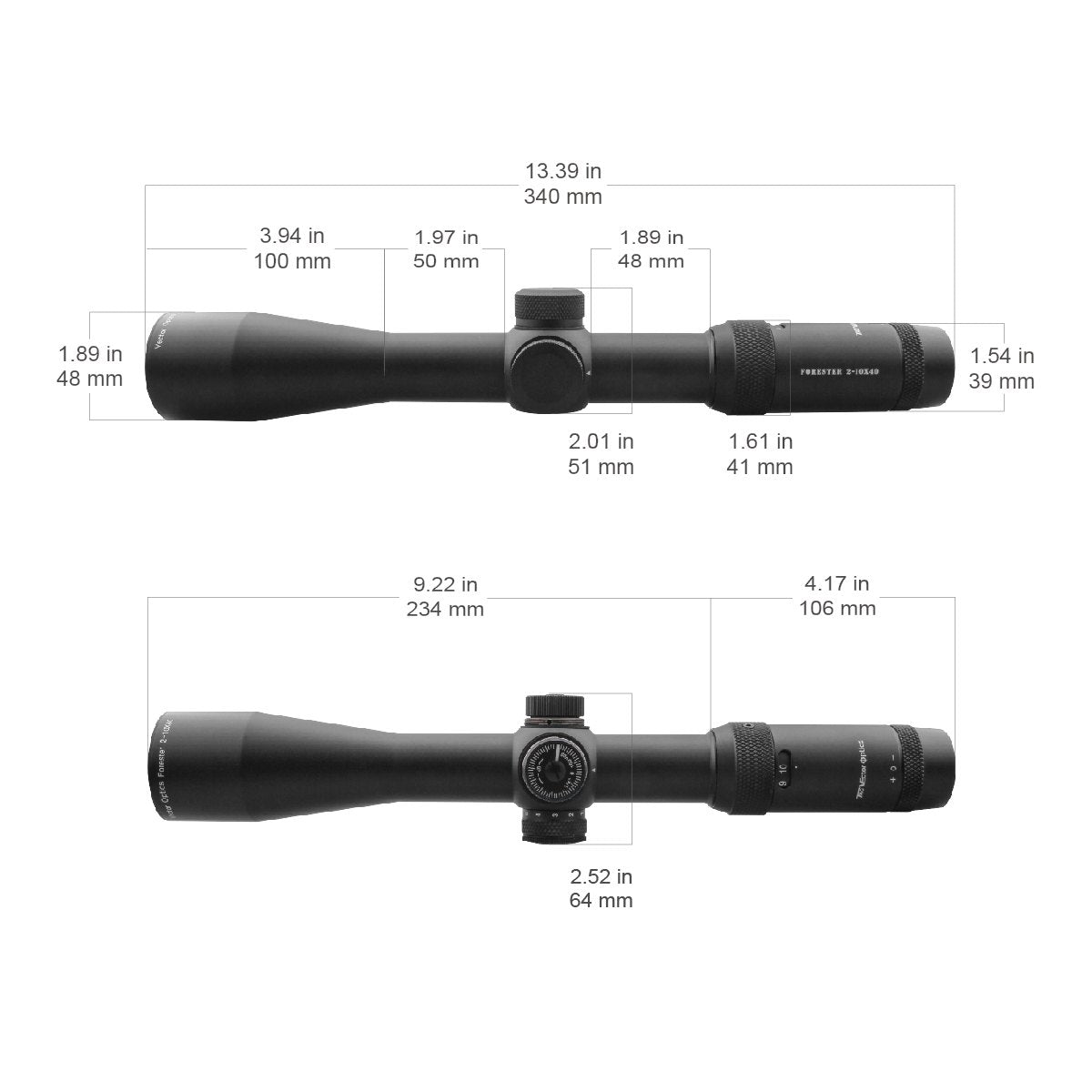 Vector Optics Forester 2-10x40SFP kiväärin tähtäin 