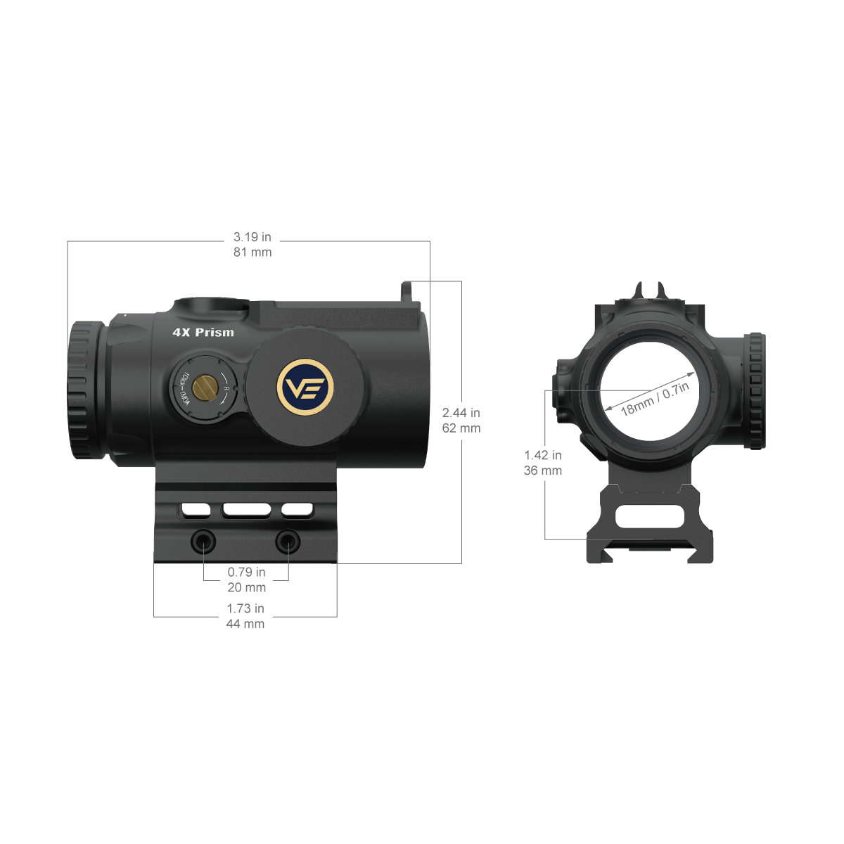 Vector Optics Paragon 4X 24 erittäin kompakti prismakiväärin tähtäin 