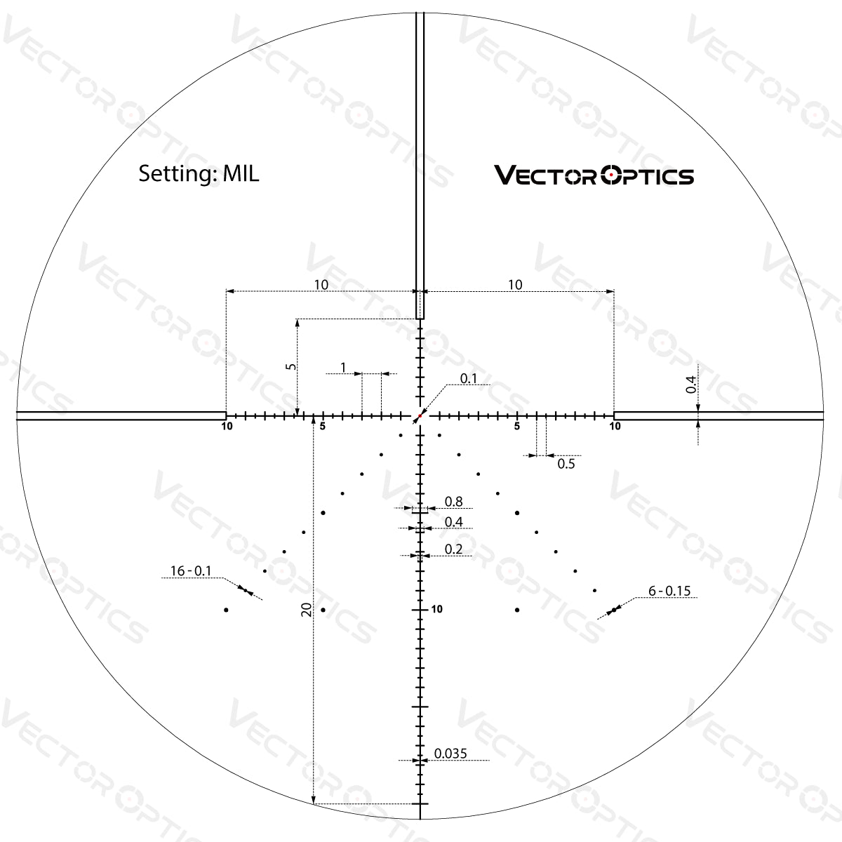 Vector Optics Veyron 6-24x44 IR Ensimmäisen polttotason valaistu kiväärin tähtäin 