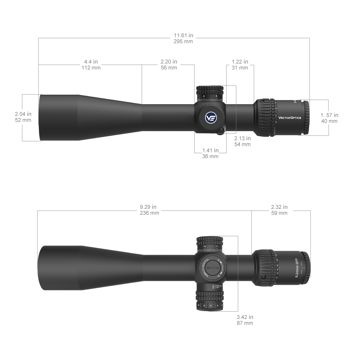 Vector Optics Veyron 6-24x44IR SFP kompakti kiväärin tähtäin 