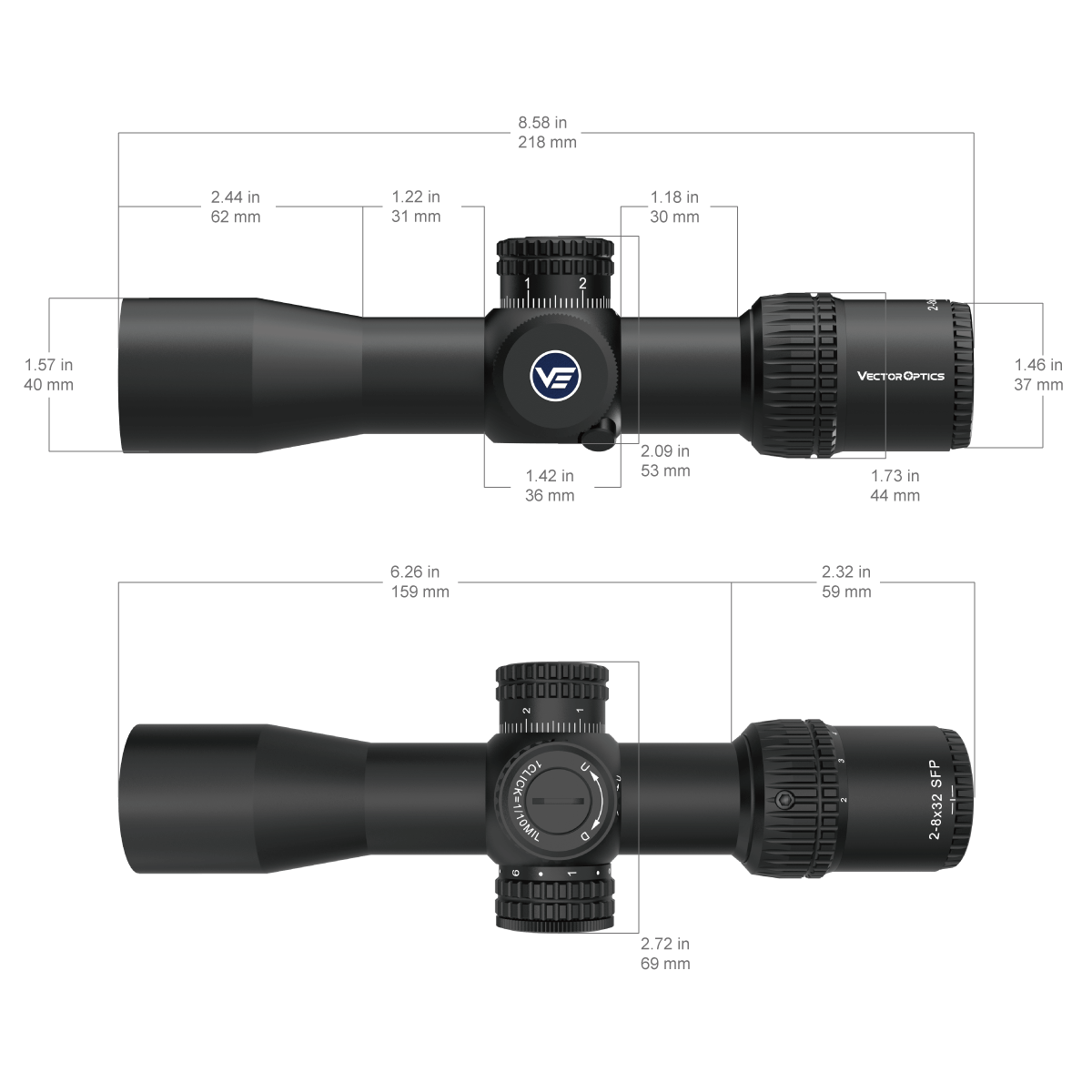 Vector Optics Veyron 2-8x32IR kompakti kiväärin tähtäin 