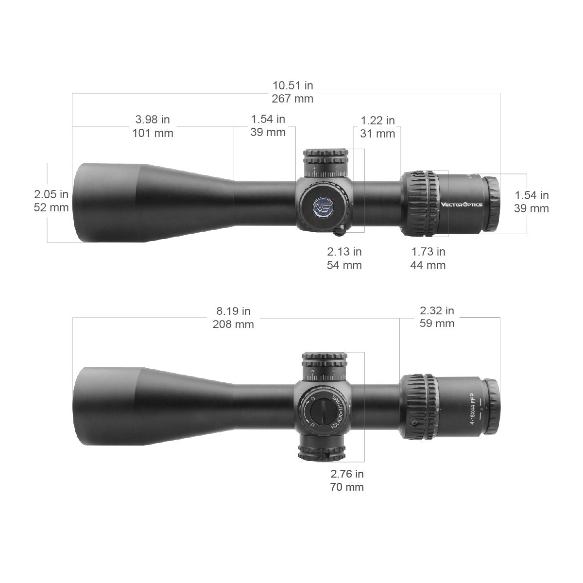 Vector Optics Veyron 4-16x44 FFP kiväärin tähtäin 